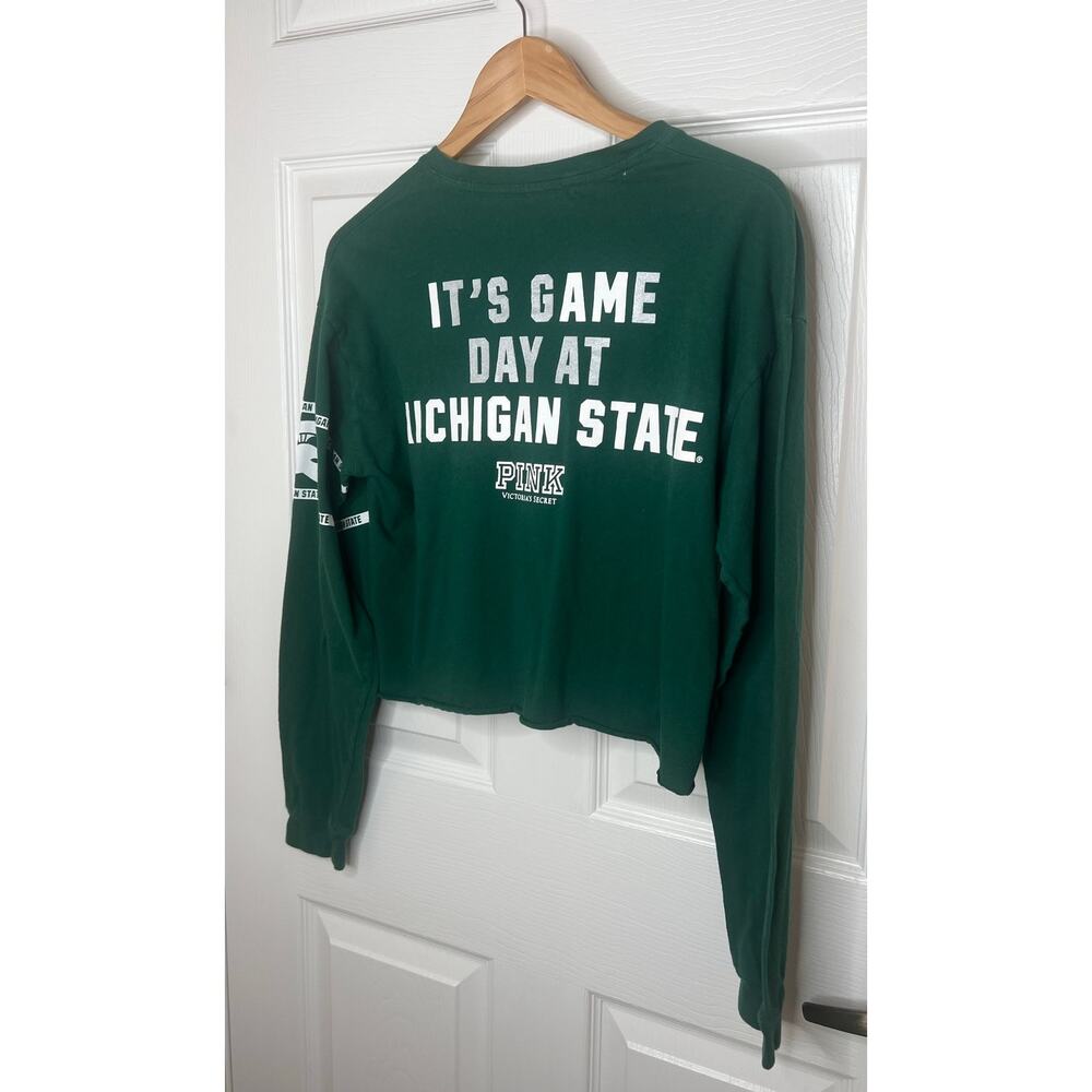 Victoria's Secret PINK Michigan State MSU Spartans Long Sleeve Crop Size Small - Picture 10 of 11